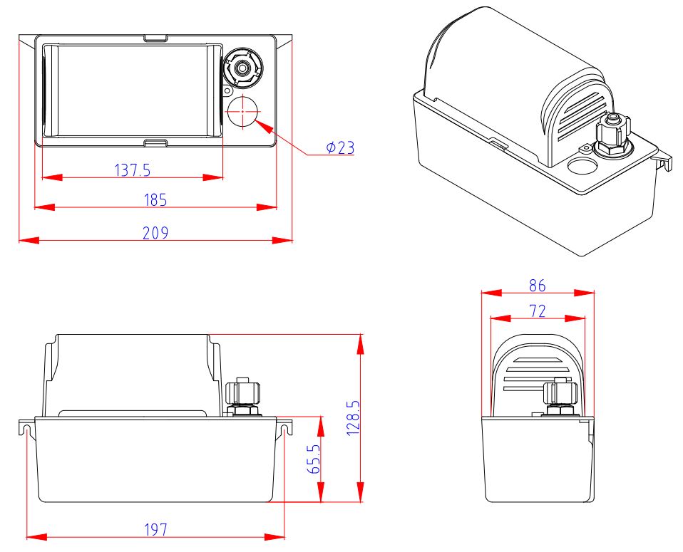Abmessung der MD400W Pumpe