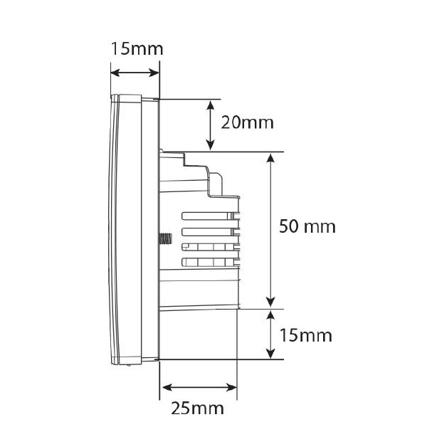 Dimensionen Seite Masse in mm der Seite vom VS10WRF / VS10BRF