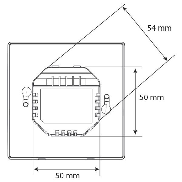 Dimensionen Rückseite Masse in mm der Rückseite vom VS10WRF / VS10BRF